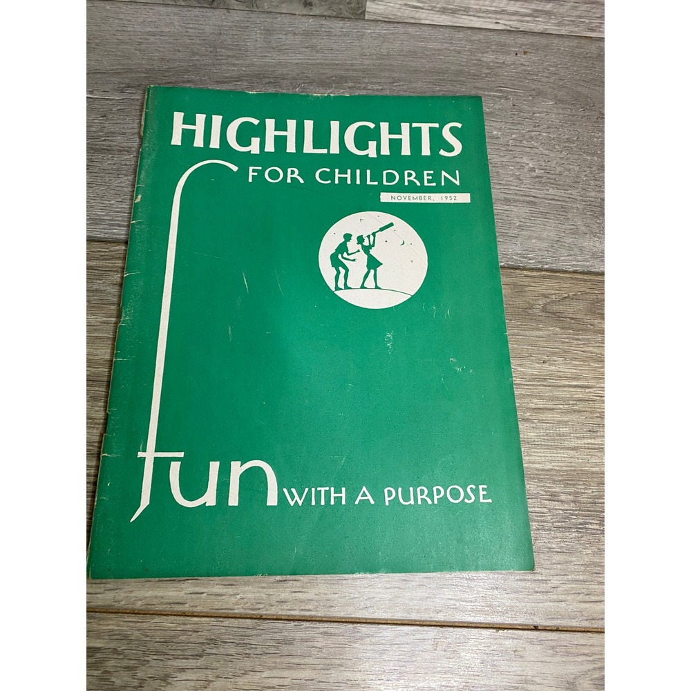 Vintage Highlights for Children Magazine November 1952 Fun with a Purpose Green